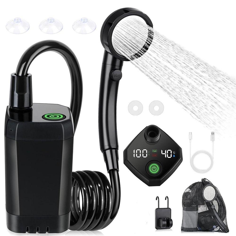 Перезаряжаемый душевой насос Светодиодный дисплей Кемпинговый душ Новый Портативный душ Для улицы