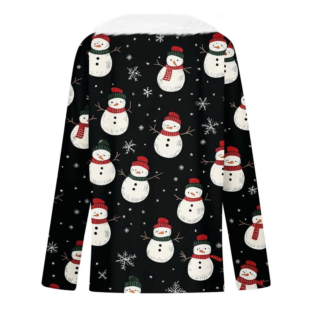 Женская футболка, рождественская рубашка с длинным рукавом, вечерние, рождественский флисовый воротник, топ с v-образным вырезом