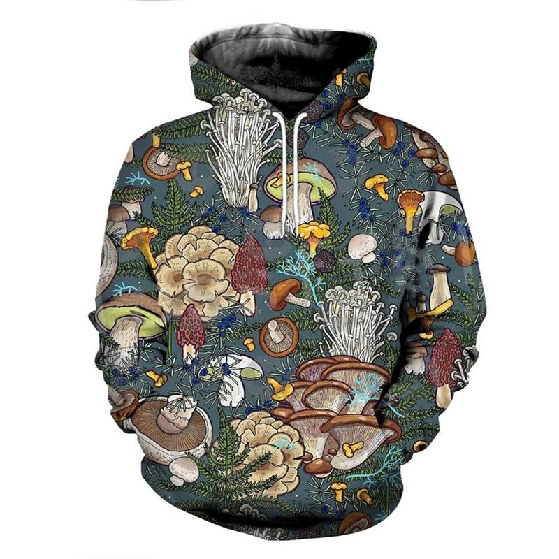 Spring And Autumn 3D Printed Mushroom Pattern Hoodie For Women's Casual Oversized Funny Sweatshirt Pullovers Hoodies Streetwear