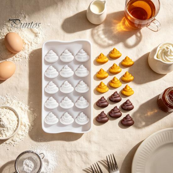 DIY Baking Kits for Kids Funny Poop Chocolate Mold, 15 Cavity Silicone Tray, Non-stick Heat Multipurpose Kitchen Tool Resistant Dessert Mold