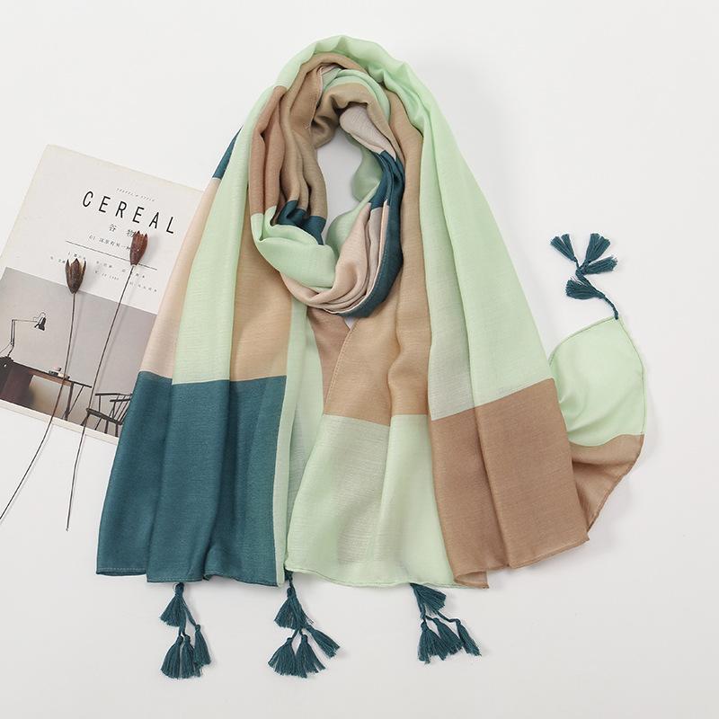 Литературный небольшой свежий хлопковый и льняной ретро-шарф с бахромой, женский напечатанный красивый шелковый шарф, японская солнцезащитная шаль