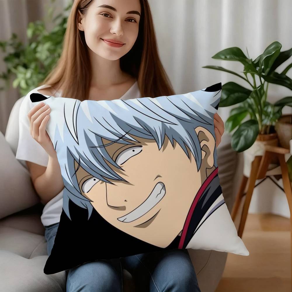 Аниме GinTama Наволочка Плюшевая Ткань Мягкая Наволочка Двусторонняя Печать Наволочка Подушка Бытовые Подарки