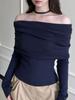Autumn Winter Off Shoulder Women Sweaters Elegant Vintage Knitted Solid Jumper High Stretch Top Soft Chic Design Pullovers New