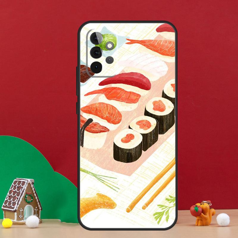 Чехол с кавайным узором суши для Samsung Galaxy A17 A06 A16 A56 A36 A54 A34 A14 A52 A32 A13 A23 A33 A53 A15 A35 A55
