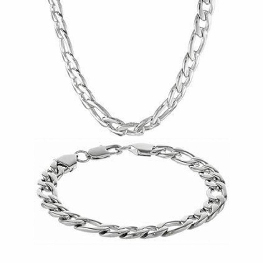 Мужской браслет-цепочка и колье-цепочка, серебряный браслет и колье-цепочка, набор подарочных ювелирных аксессуаров, цепочка