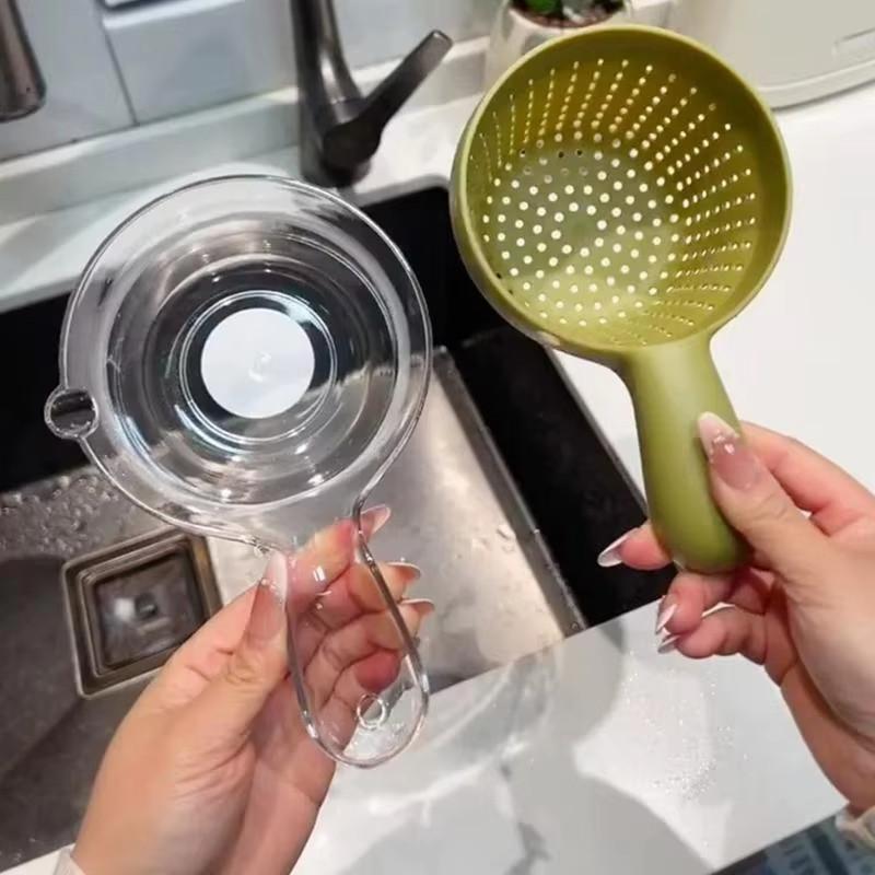Двойное сито-дуршлаг 2 в 1 для фруктов и овощей, корзина для слива воды с ручкой для мытья ягод и овощей