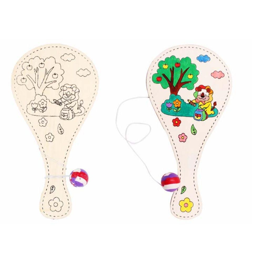 Blank Racket DIY Racket with Ball With String Wooden Racket  Educational