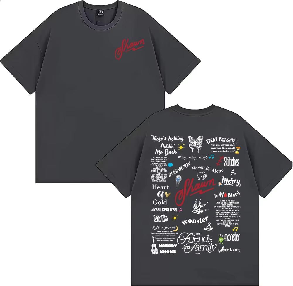 Shawn Unisexdes Album Tour 2025 Printed T Shirt For Unisex Women Casual Cotton Oversized Tshirt Unisex Vintage Hip Hop Pop Music T Shirt