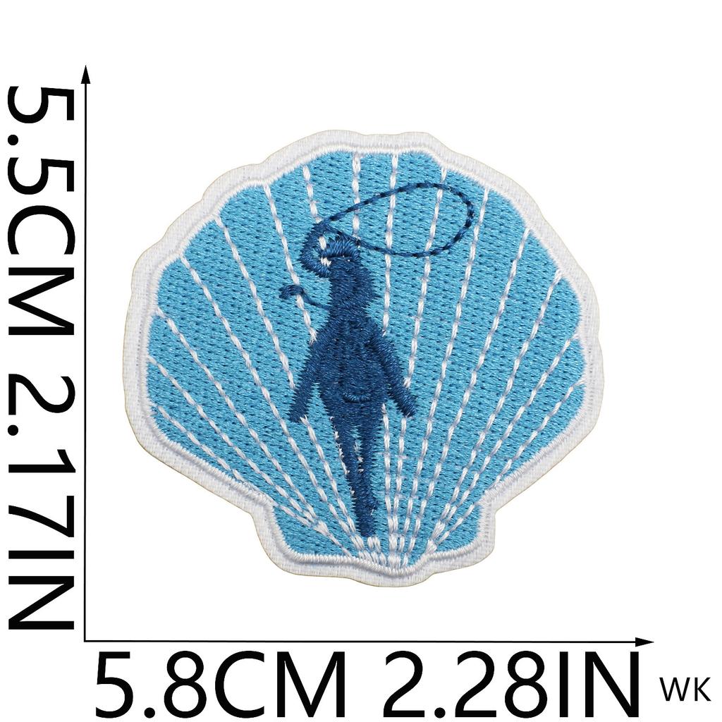 2025 New Patches 10 Pcs Blue Seashell Crab Embroidered Patches Iron On Clothing Hat Bag Shoe Repair Phone Gift Box Decor DIY