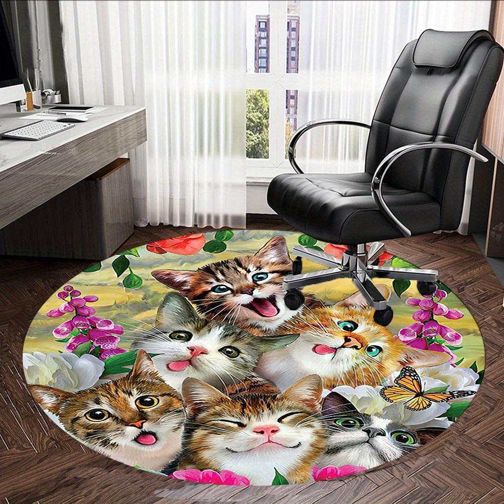 Cats And Flowers Fashion Rug Nonslip Carpet Floor Mat Office Chair Mat Design For Office Decor Suitable For Various Indoor Environments Enhances Space