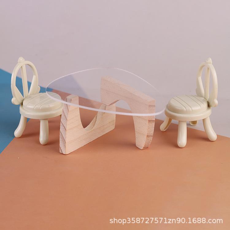 Good-Looking Mini Simulation Acrylic Table Chair Dining Table Living Room Office Model Ornament Play House Children'S Toys