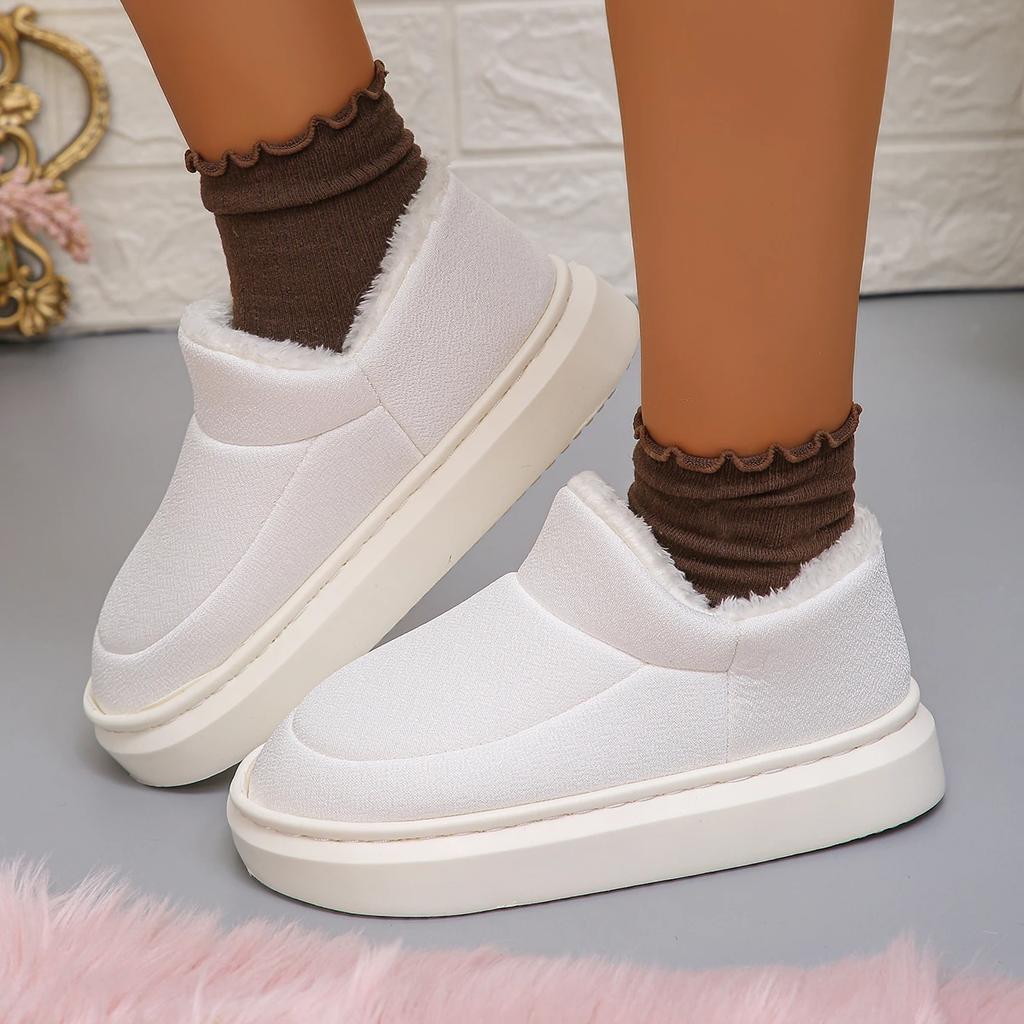 Мода 2024 Новые Слипоны Удобные На толстой подошве Повседневные Холодостойкие Женские Ботинки Зимняя Мода Круглый носок На плоском каблуке Теплые Снежные Ботинки