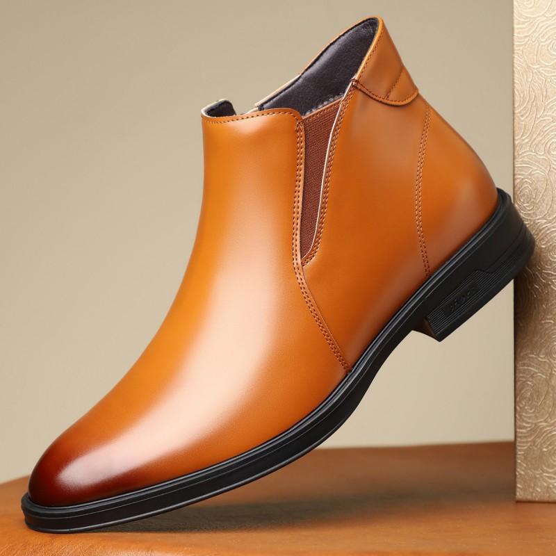 Mens Chelsea Boots Stylish Pointed Toe Low-Cut Leather Look Dress Business Casual Winter Wear