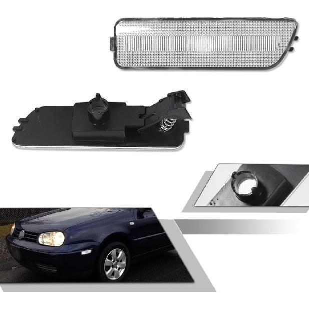 GTINTHEBOX Amber Lens Front Bumper Side Marker Light Housing Assembly Compatible with 1999-2005 Volkswagen MK4 Golf GTI R32 Rabbit Jetta