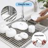 Dish Drainer Foldable Stainless Steel Roll Up Dish Drying Rack Shelf Kitchen Sink Holder Organizer Bowl Tableware Plate Storage