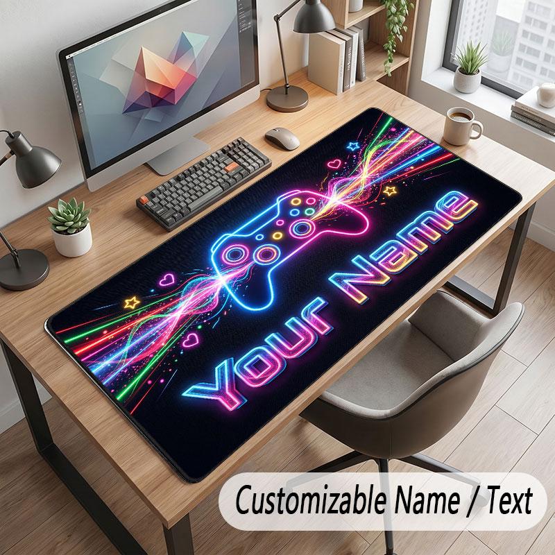 Game Controller Theme Customized Mouse Pad Personalized Print Name Text Desk Mat For Home Office Table Decor