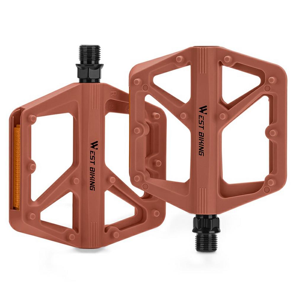 WEST BIKING YP0802150 1 Pair Nylon Widened Pedals for Mountain Road Bike Anti Slip Bicycle Pedals with Reflector