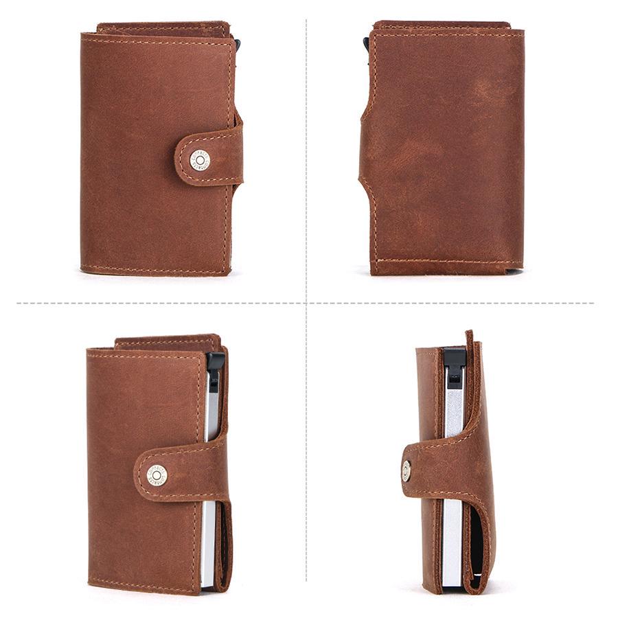 CONTACT'S Men Wallet Credit Card Holder RFID Blocking Aluminium Box for Men Automatic Pop Up Card Case