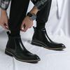 Men's Chelsea Boots British Business Leather Boot Fashion High Top Casual Boot Pointed Dress Boots for Men Ankle Boots Botas2025