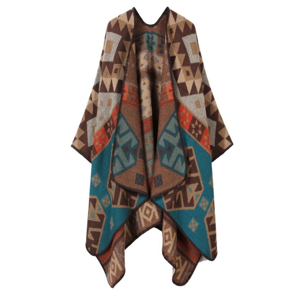 Trendy Retro Shawl Western Sichuan Travel Wear A Big Cape Summer Ethnic Style Knitted Shawl Cape