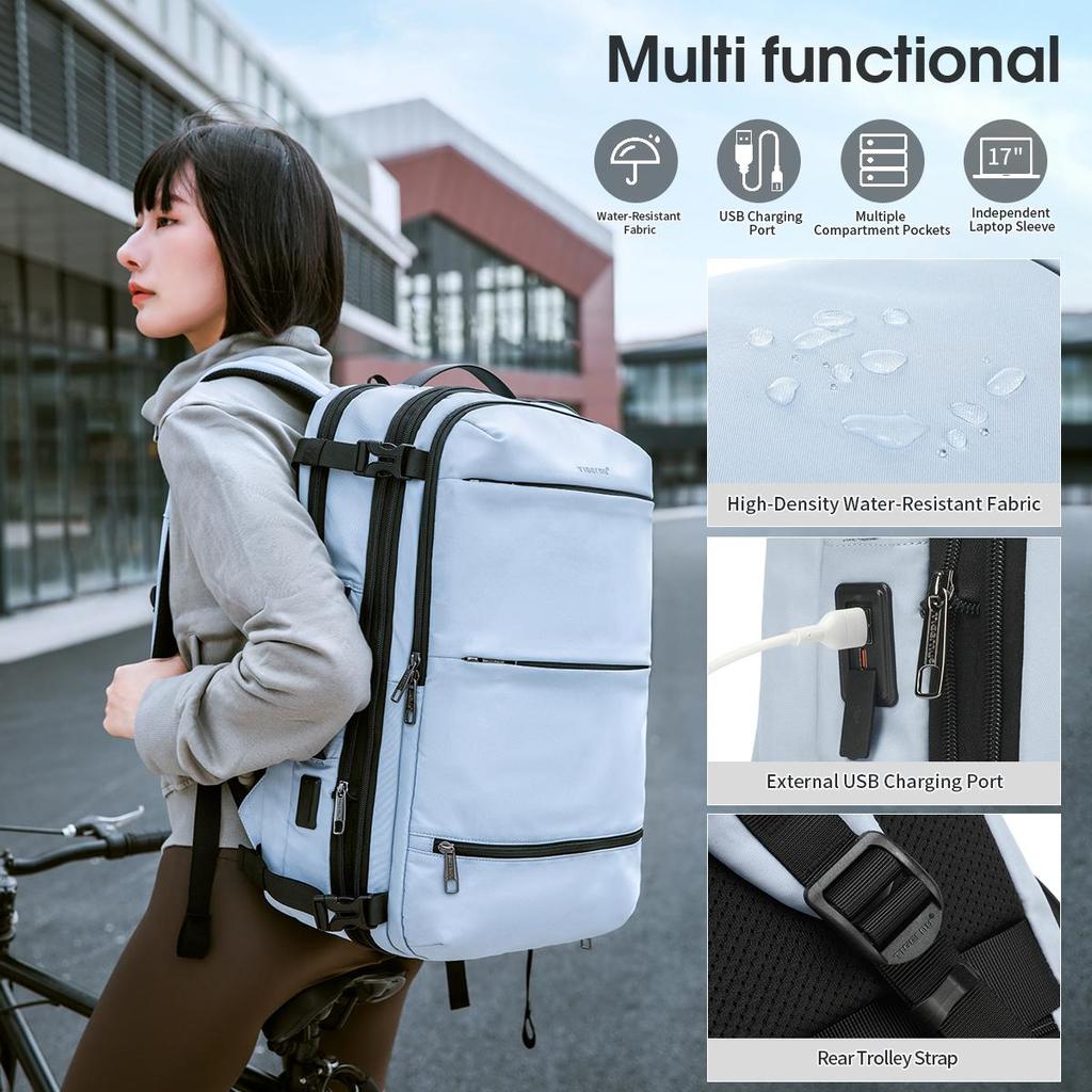 Tigernu Fashion Expandable 27L-37L Hiking Travel Laptop Backpack For 17inch Storage Packs Luggage With USB Port Backpack Mochila