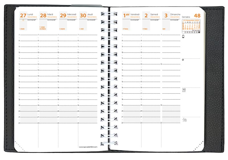 Quo Vadis 2026 Edition Time and Life 10x15 Diary (Weekly Vertical, Starting December 2025, A6 Variant, 10x15cm, French Edition) Vermilion (qv539vm)