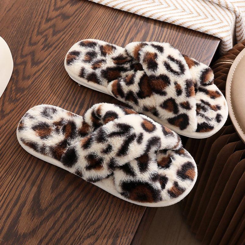 Fashion Women House Slippers Fur Fashion Warm Shoes Woman Slip On Flats Female Slides Cozy Home Furry Slippers