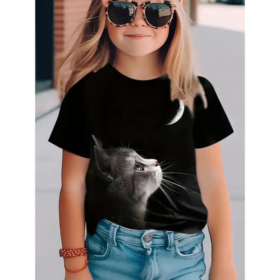 Детская футболка Модная и качественная детская женская футболка с коротким рукавом с рисунком совы