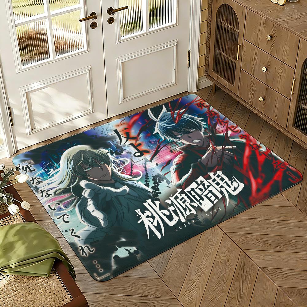 Tougen Anki Dark Demon of Paradise Thickened Absorbent Non-Slip Floor Mat Bedroom Living Room Door Mat Flannel Rug