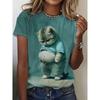 Summer Fashion Women's  Kawaii Animal Stylish Printed Casual Short Sleeve Crew Neck Tees Round Neck Regular