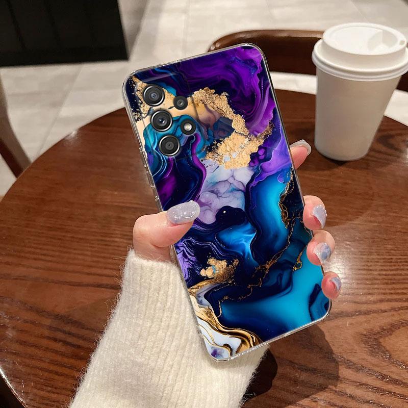 Прозрачный чехол для телефона с акварельным мраморным узором для Samsung Galaxy A56 A57 A37 A55 A54 A36 A35 A26 A16 A17 A07 A52 A34