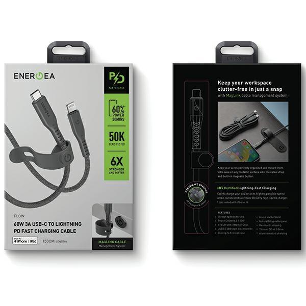 Kabel USB-C do Lightning Energea 1.5m 60W Szybkie ładowanie Czarny