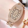 Stylish Women Wine Cask Style Diamond-encrusted Stars Luminous Ladies Waterproof Watch Stainless Steel Rose Gold Ladies Clock