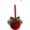Christmas Flocked Bell Ornaments Set Nordic Style Cloth Hanging Decoration For Tree Or Window, Red Display Flocked Bell Decor