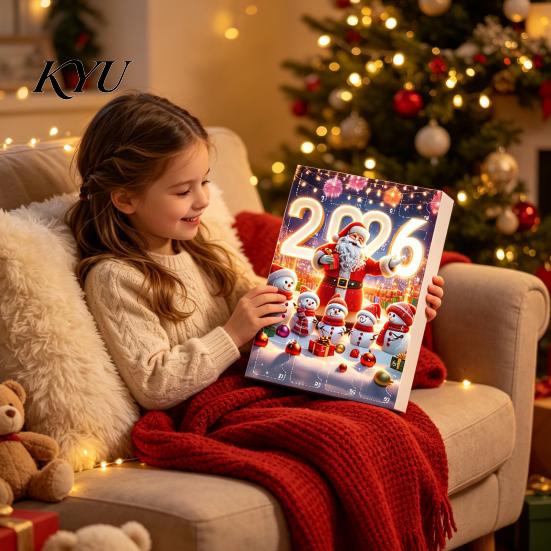 Christmas Advent Calendar 2026, Snowman 24 Day Countdown Box with Acrylic Hanging for Girls Boys Pendants, Festive Tree Decor, Holiday Gift Kids