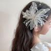 Feather Pearl 3D Organza Flower Patch Twisted Wire Lace Studded Patch Multi-layer Crystal Flower Applique Decorative