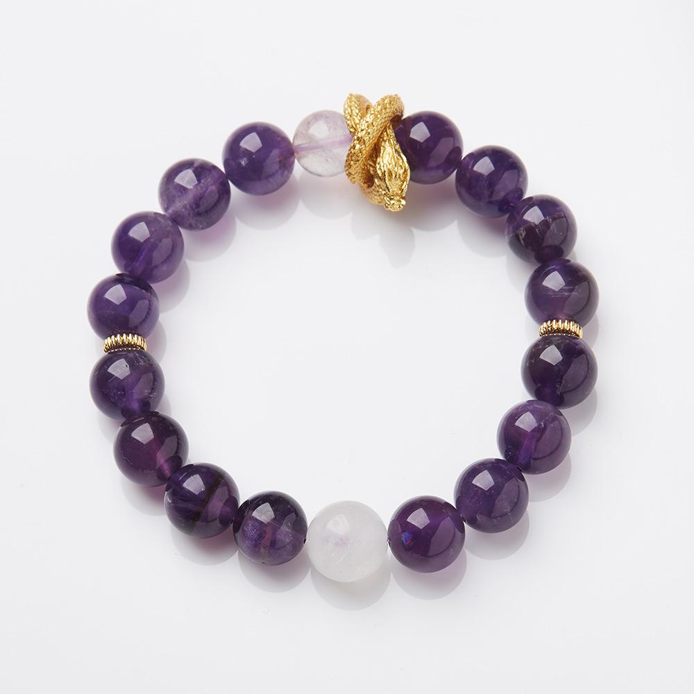 Nine Purple Fire Energy Bracelet Beads for Women, Amethyst, Purple Phantom Quartz, Natural Crystal, Decorative Bracelet, Jewelry