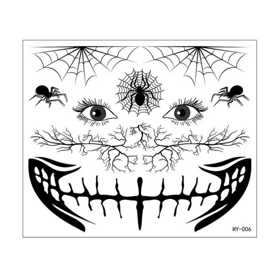 Наклейка на лицо с татуировками на Хэллоуин, светящаяся в темноте 3D-набор для макияжа ведьмы-зомби, водонепроницаемые съемные временные наклейки для татуировки ко Дню мертвых