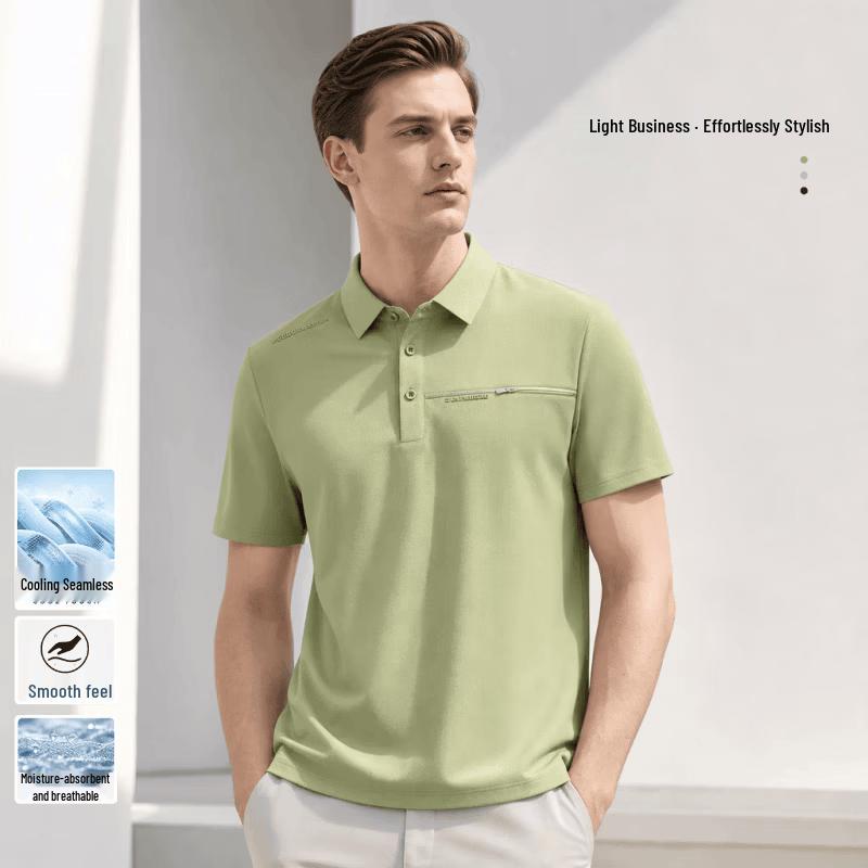 VEE KELLEN Мужская классическая рубашка-поло с коротким рукавом в стиле business casual