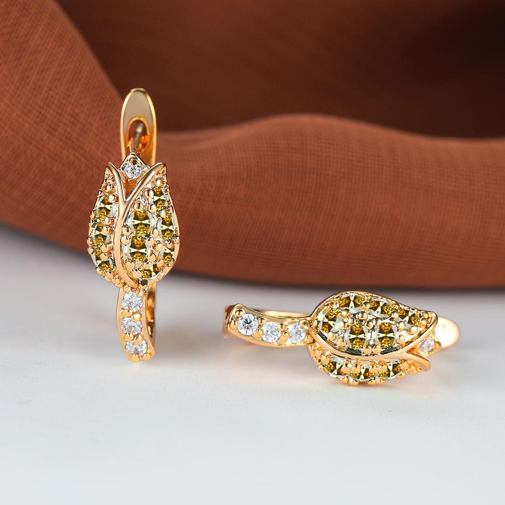 Красный, Желтый, Синий, Зеленый Камень, Серьги с Цветком Розы, Винтажные Свадебные Серьги Золотого Цвета, Многоцветные Серьги с Цирконом, Ювелирные Изделия ко Дню Святого Валентина