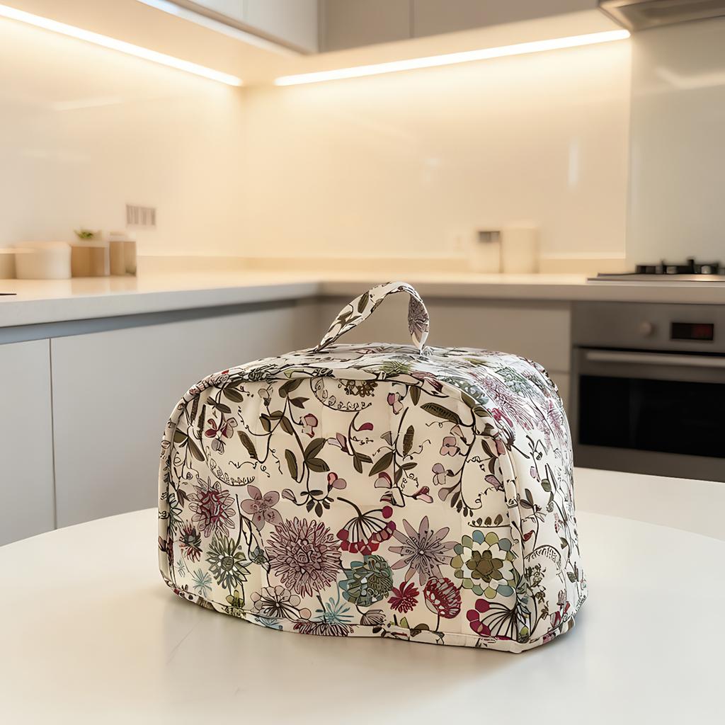 Quilting Fabric Dust Sleeve with Handle Quilted Bread Machine Cover Foldable Toaster Machine Storage Bag for Home Kitchen
