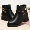 Winter Boots Women's Waterproof Warm Leather Mother Cotton Boots Fashion Black Mid Heel Plush Snow Boots Soft Sole Short Boot