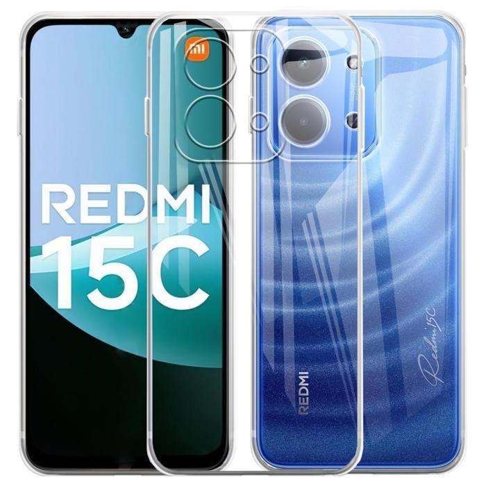 Coque et tour de cou pour Xiaomi Redmi 15C 4G - Protection TPU Souple Transparent Cordon universel réglable Noir Phonillico®