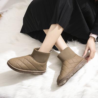 Зимняя корейская версия универсальные сноубутсы женские бархатные утолщенные теплые ботинки-хлебушки нескользящие и износостойкие теплые короткие ботинки