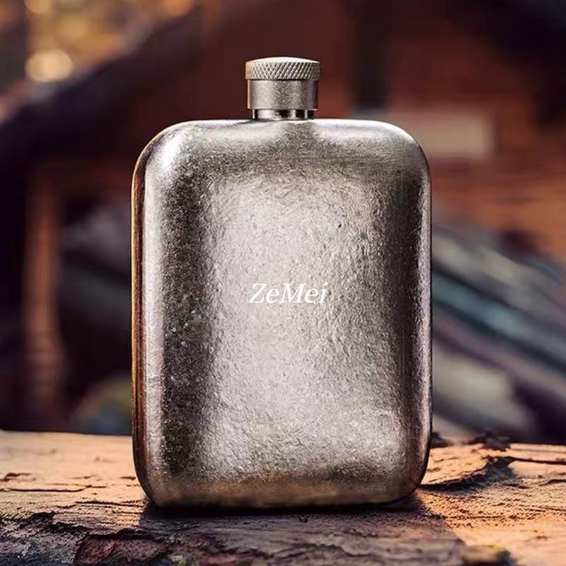 Фляга из чистого титана, Стакан для крепких напитков Водка, Для ношения на улице, Фляга для виски 6 унций, Креативная круглая фляга, Подарок для мужчин