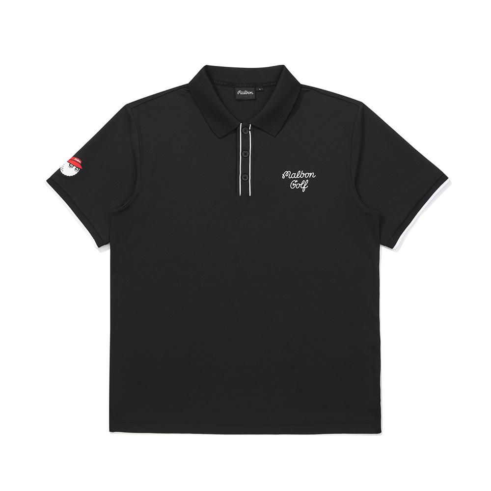 MALBON GOLF Functional Short Sleeve Polo Shirt Black (Man)