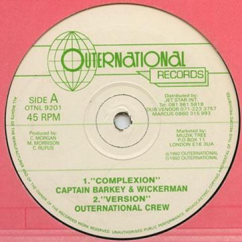12-дюймовая пластинка CAPTAIN BARKEY & WICKERMAN / SUPERM - Complexion / Grammy Looks OTNL9201 Outernational R 1992 UK Регги, Ска и Даб