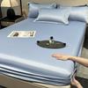 Ice Silk Fitted Sheet 90x200cm Multiple Sizes Bed Sheet Soft Satin Elastic Mattress Home Bedroom Bed Sheet with 360°Elastic Band