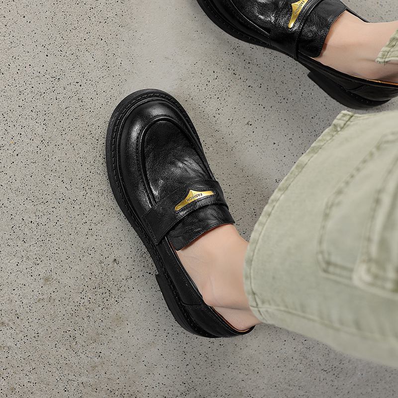 Krazing Pot Овчина круглый носок низкий каблук осень лето обувь без застежек женские оксфорды туфли металлические застежки лодочки