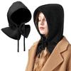 1Pc Solid Color Knitted Hooded Integrated Scarf Cap Outdoor